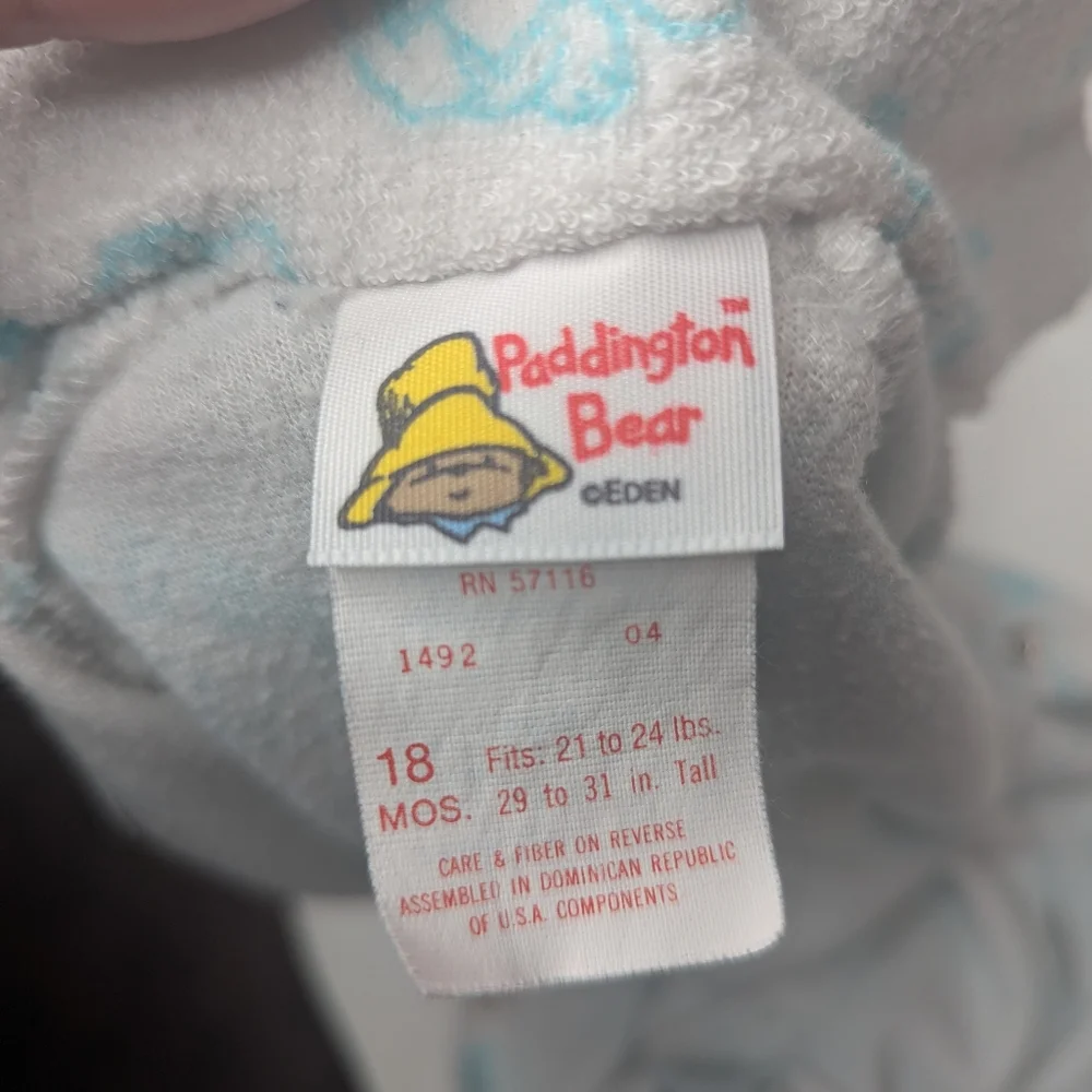 Vintage Paddington Bear Snap Up Sleeper 18 Months